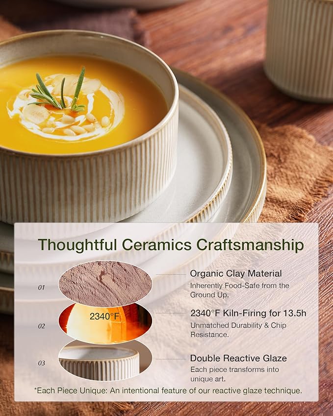 Famiware Star Ceramic Plates and Bowls Sets, Reactive Glaze Dishes - Image 5