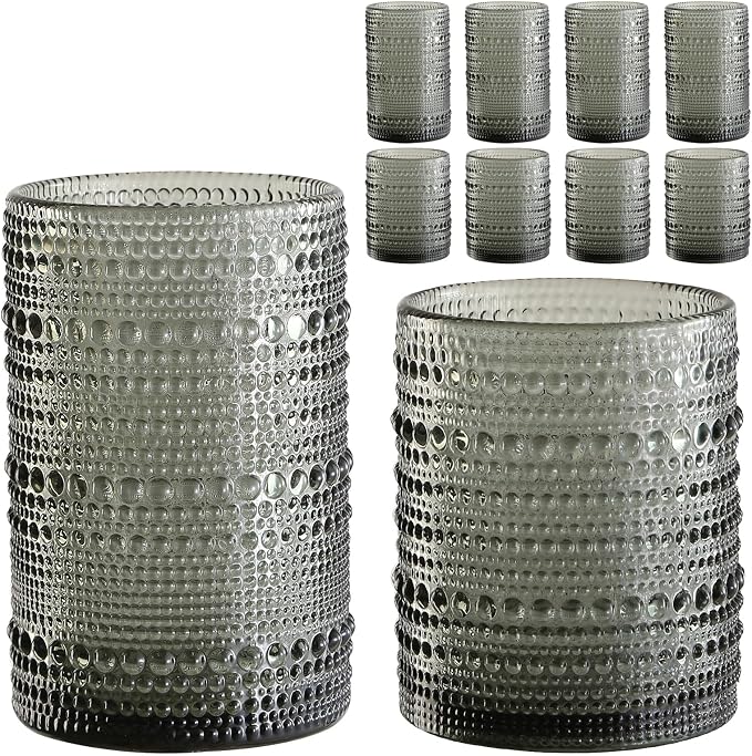 ZMOWIPDL 12oz & 15oz Hobnail Drinking Glasses, by ZMOWIPDL