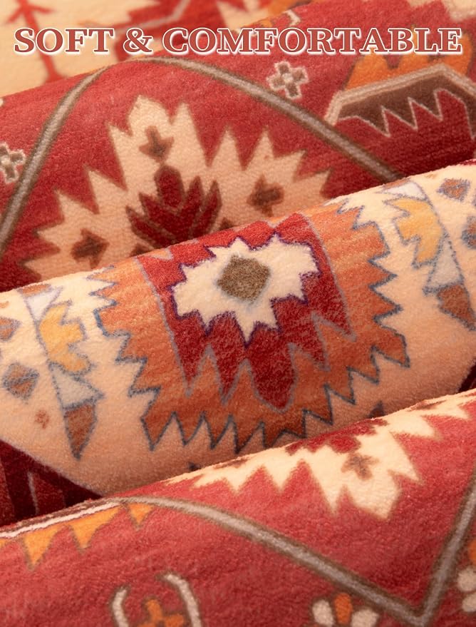 SERISSA Runner Rug for Hallways, Long Boho Rug Vintage Red Hallway Stair Ultra - Image 5