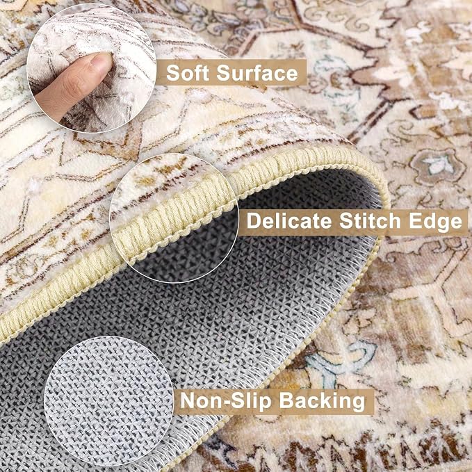 Yamaziot Washable Runner Rug, 3x10 Non-Slip Boho Vintage Hallway Rug - Image 3
