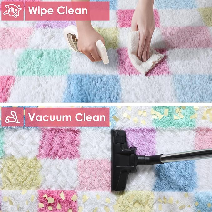 KICMOR Pink Rainbow Checkered Rug - Image 6