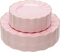 120PCS Pink Plastic Plates, Wavy Plates by QualQuot