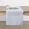 Solino Home 100% Pure Linen Table Runner Blue, Classic Hemstitch 14 x 72 in | by SolinoHome