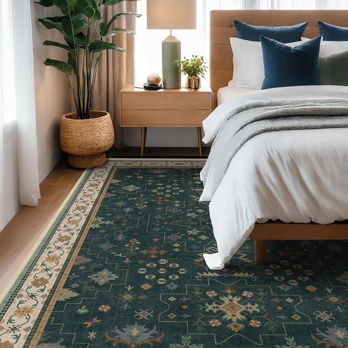 Hazo Haus Dark Green Oushak 5x8 Living Room Rug - Image 6
