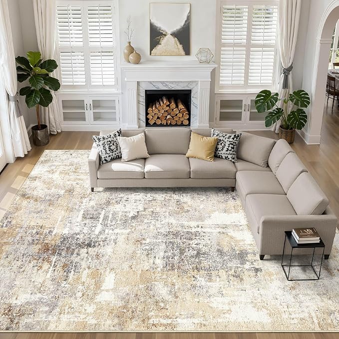 10x13 Area Rug Living Room: Washable Large Abstract Modern Soft Rugs Stain by LOONGRUG