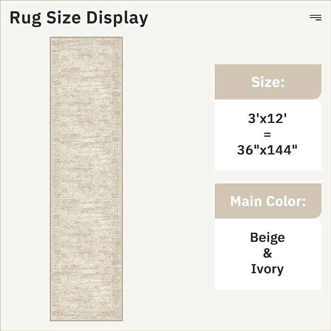 Soalmost Runner Rug 3x12 Washable Non-Slip Hallway Runner Rugs - Image 5