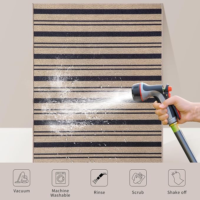 Tangsoo Stripe Easy Jute Rug 5x7 Large Washable Area Rugs - Image 4