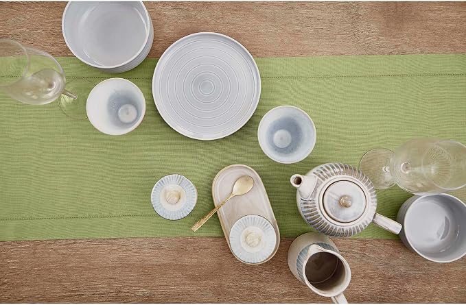 Solino Home 100% Pure Linen Table Runner Moss Green Hemstitch, 14 x 72 in | - Image 3