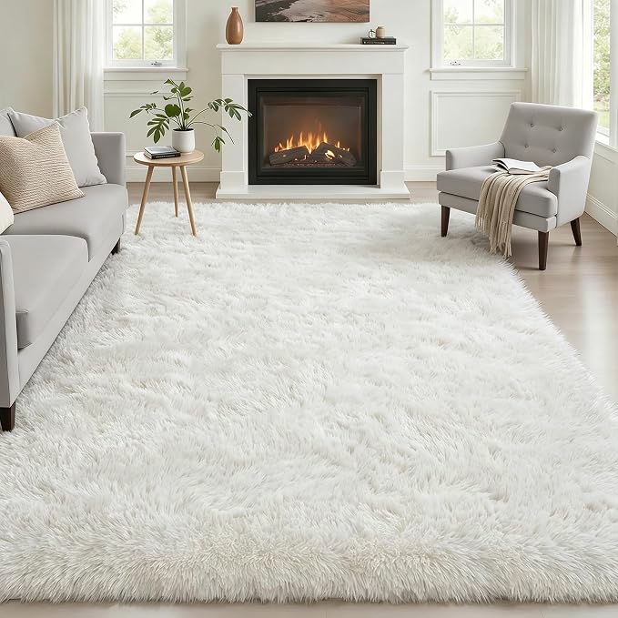 Fluffy 4x6 Area Rugs for Living Room Bedroom: Ultra Soft Shag Rug Non-Slip by Luxturiy