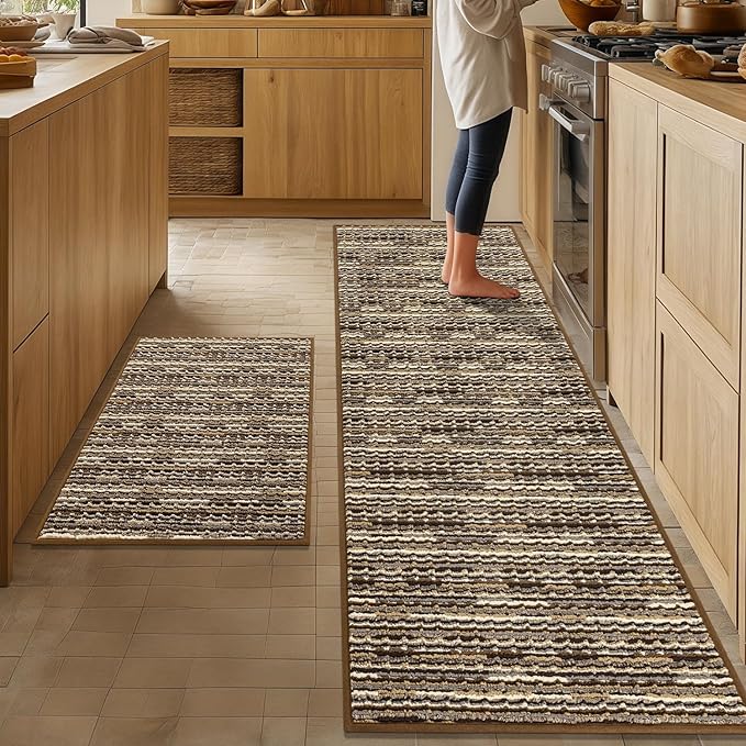 Kitchen Rugs Sets of 2-Non Slip Kitchen Mats by BSICPRO