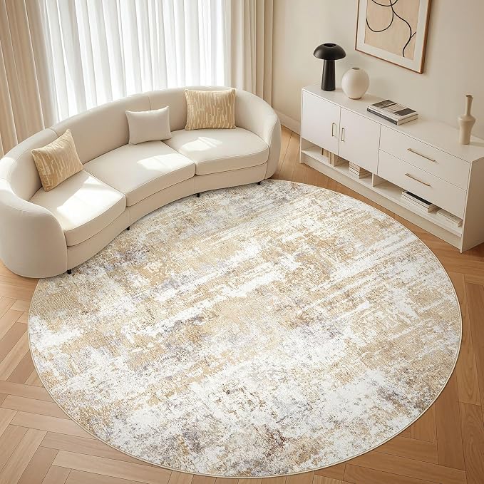 LOONGRUG Round Rug Living Room Rugs: 8Ft Washable Circle Large Abstract Modern by LOONGRUG