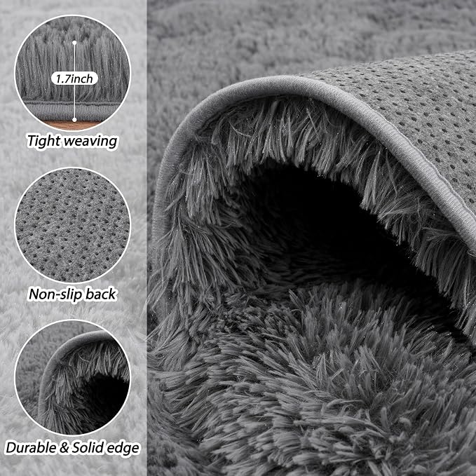 Area Rugs for Living Room 6x9, Ultra Soft Fluffy Rug for Bedroom, Modern Shaggy - Image 5