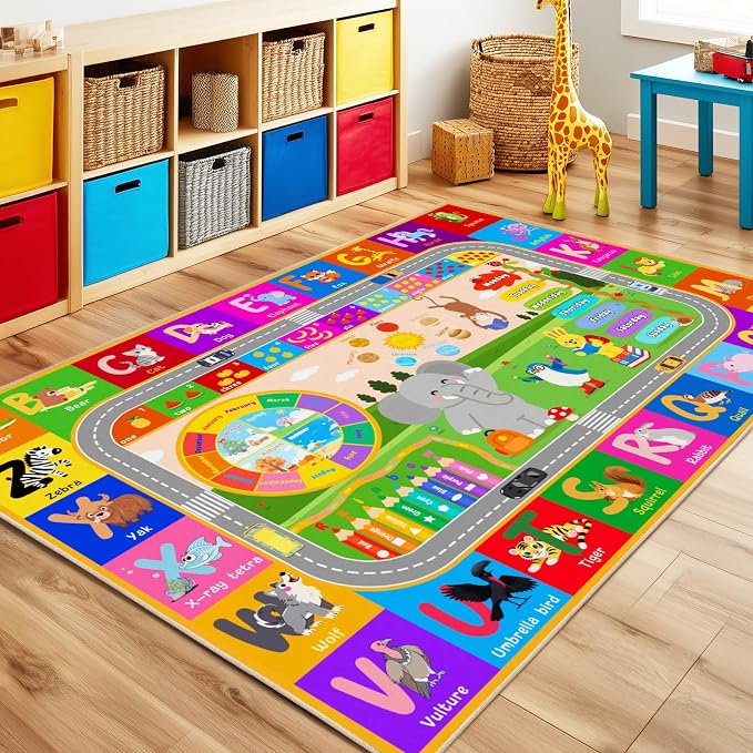 Pionblank Kids Rug for Bedroom Playroom Classroom Kindergarten, 3x4 Educational - Image 3