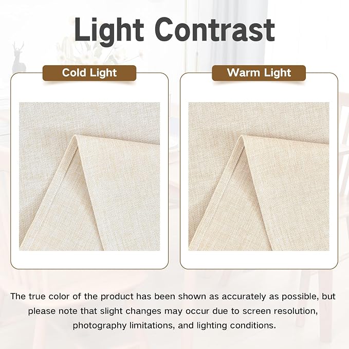 Faux Linen Table Runner Water Resistant 13 x 72 in, Neutral | Farmhouse Rustic - Image 4