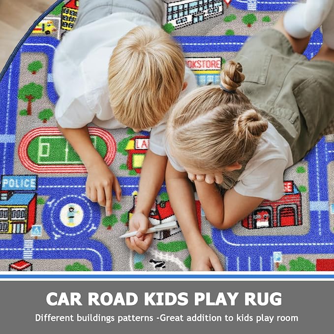 Capslpad Blue Car Road Kid Rug Carpet Playmat - Image 4