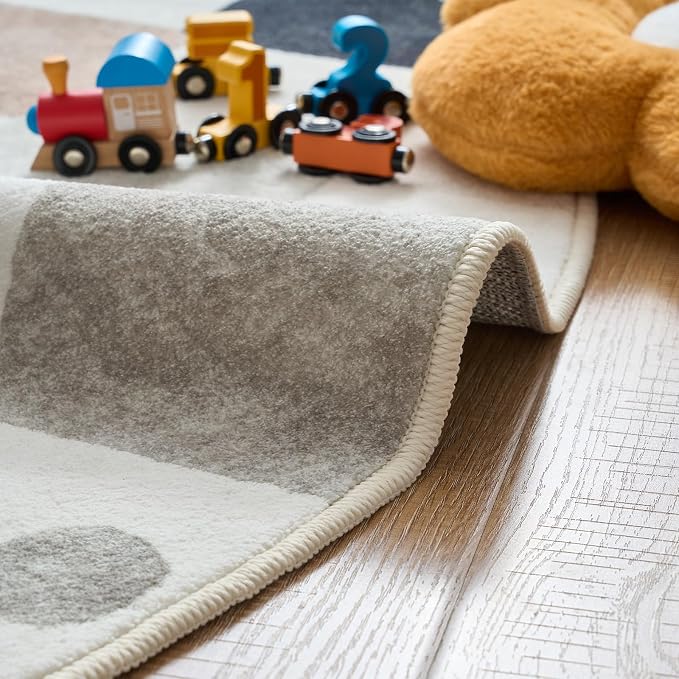 jinchan Macy 6x9 Kids Area Rug for Classroom Black and White Modern Nursery Rug - Image 7