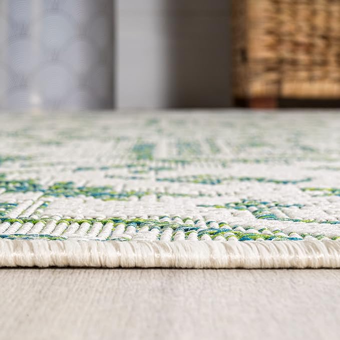 JONATHAN Y Boho Medallion Indoor Outdoor Runner Rug 2X8 Green/Cream, Estrella - Image 6