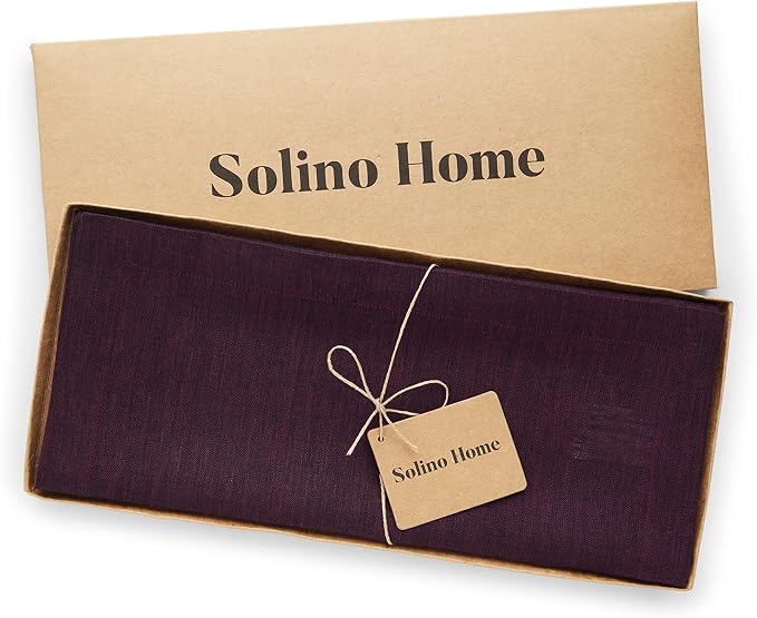 Solino Home 100% Pure Linen Table Runner Burgundy, Athena 14 x 144 in Long | - Image 5