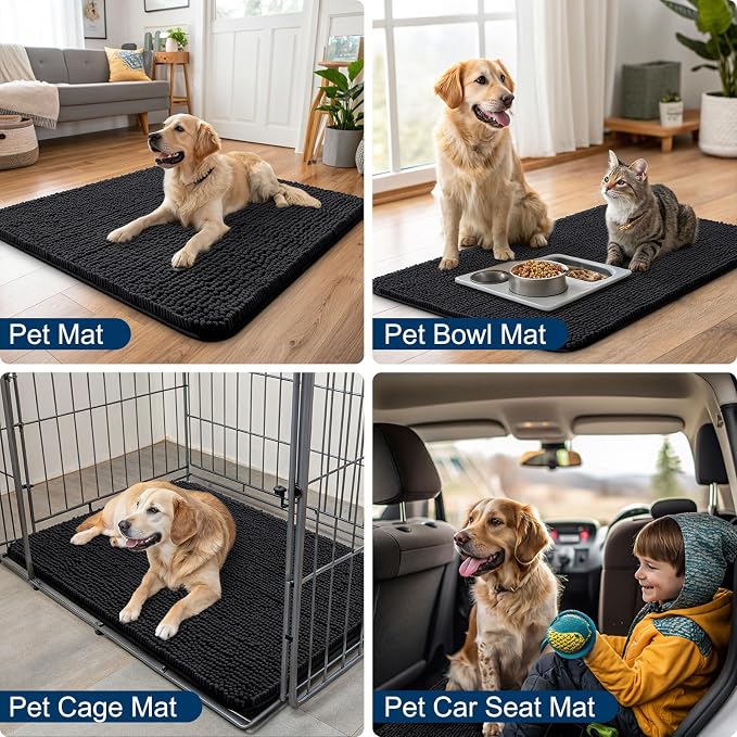 Smiry Dog Door Mat for Muddy Paws 30x20, Absorbent Dirt Trapper, Non-Slip - Image 6