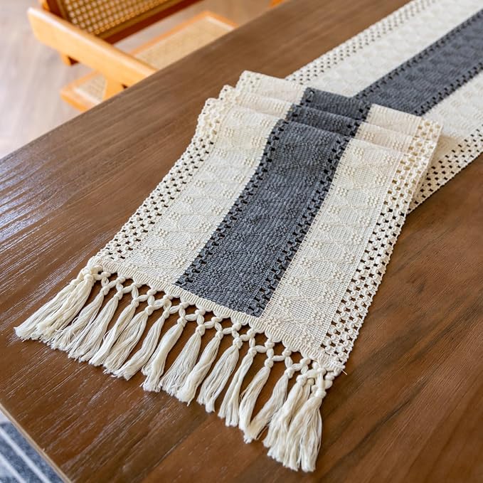 EMMTEEY Boho Table Runner with Tassels 36 Inches Long, Scratch & Heat Resistant - Image 6