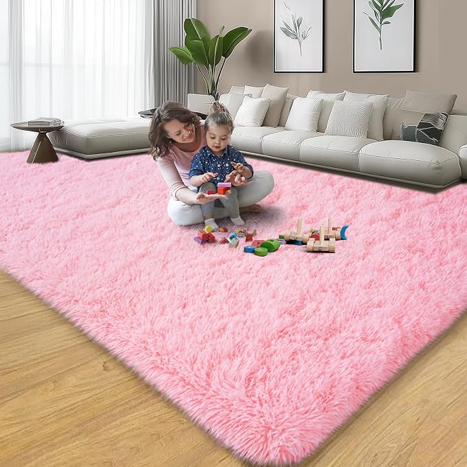 qulint Pink Rugs for Living Room, Large Fluffy 6x9 Area Rugs for Bedroom - Image 7