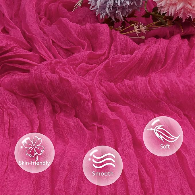 6 Pack Hot Pink Cheesecloth Table Runner 35 x 120 Inch - Image 4