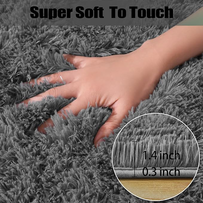 qulint 3x5 Area Rugs for Bedroom, Soft Fluffy Rug for Boys Room Fuzzy Shag - Image 2