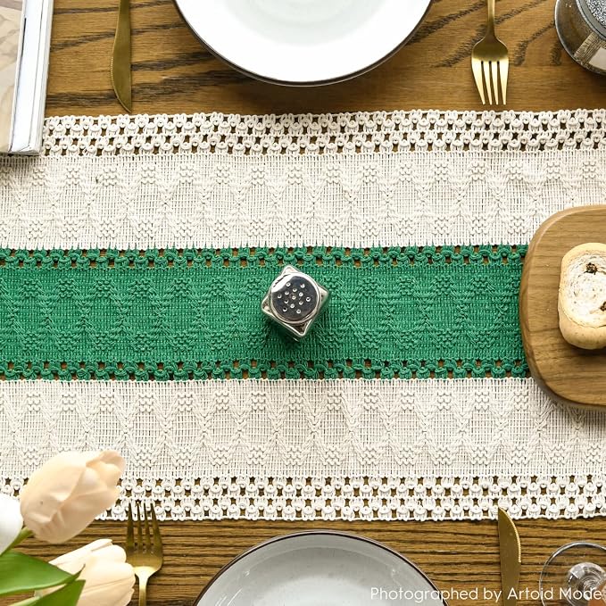 Artoid Mode Emerald Green Farmhouse Rustic Table Runner 12x108 Inch | Seasonal - Image 3