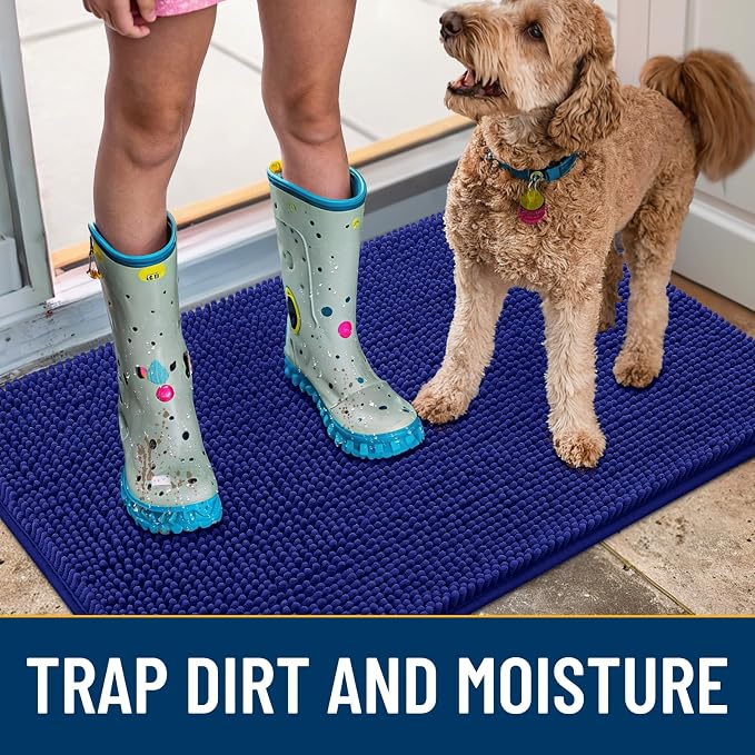 Smiry Dog Door Mat for Muddy Paws 48x30, Absorbent Dirt Trapper, Non-Slip - Image 3