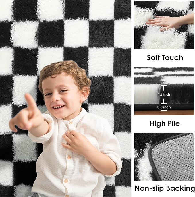 KICMOR Black and White 3x5 Rugs - Image 2