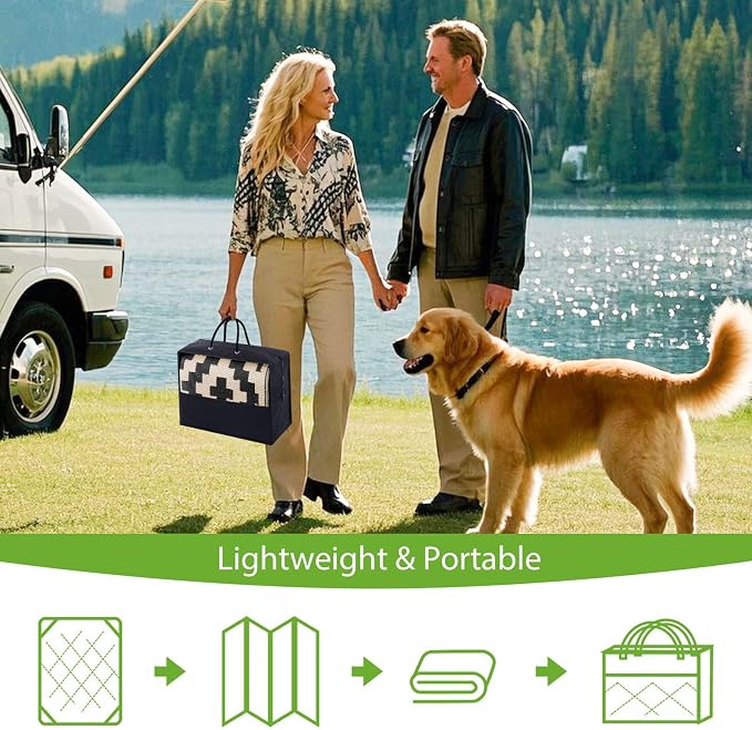 Smiry Waterproof Outdoor Rug 10X14 ft, Reversible Plastic Straw Patio Camping - Image 6