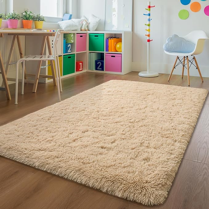 Andecor Soft Fluffy Bedroom Rugs, 5 x 8 Feet Indoor Shaggy Plush Area Rug by Andecor