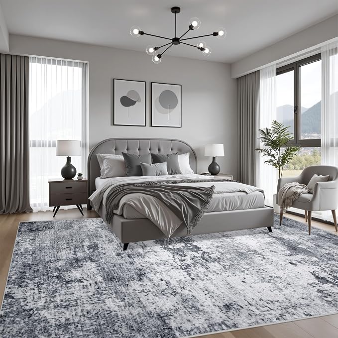 4x4 Area Rug Living Room Rug: Washable Modern Abstract Soft Thin Rug Indoor - Image 3