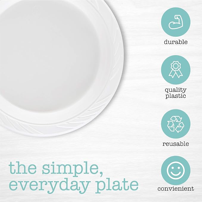 400 Count Disposable 7 Inch White Plastic Plates - Image 3