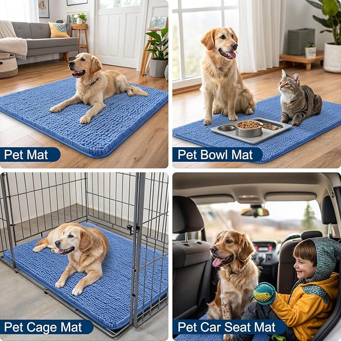 Smiry Dog Door Mat for Muddy Paws 36x24, Absorbent Dirt Trapper, Non-Slip - Image 6