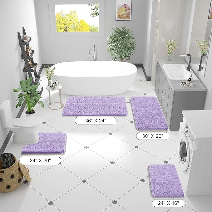 OLANLY Bathroom Runner Rugs 59x20, Soft Absorbent Chenille Bath Rugs, Rubber - Image 2