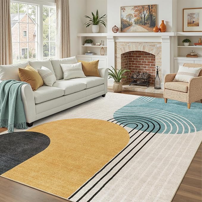 DCX Abstract Machine Washable 6x8 Rug, Mid Century Modern Rug - Image 2