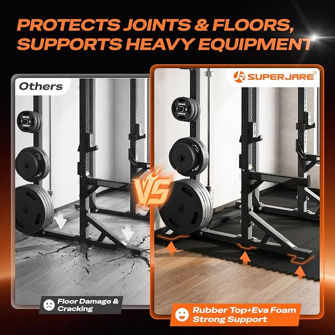 SUPERJARE 0.56'' Thick 36 Pcs 144 Sq Ft Rubber Top Exercise Equipment Mats - Image 4