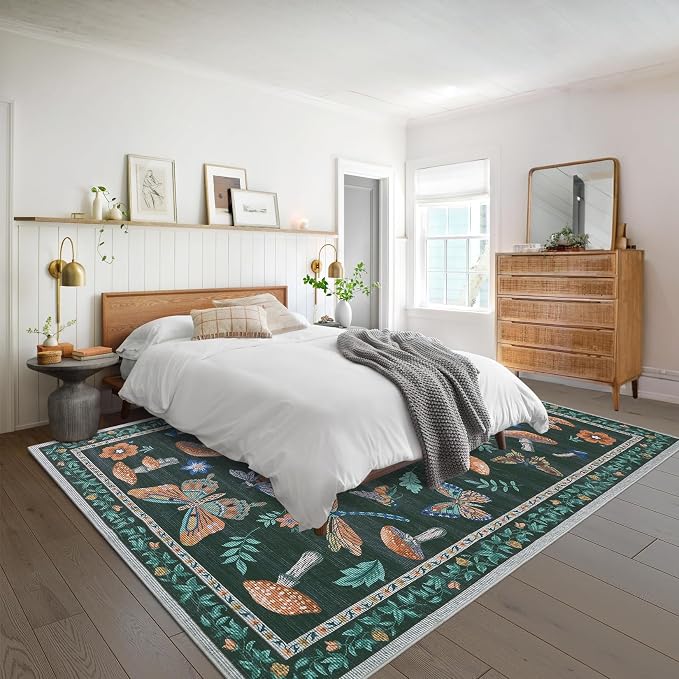 Mushroom 8 X 10 Rug for Living Room Non Slip Washable 8x10 Rug for Bedroom - Image 2