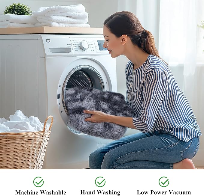 KICHOWUA 3x5 Dark Grey Fluffy Shag Rug - Image 5