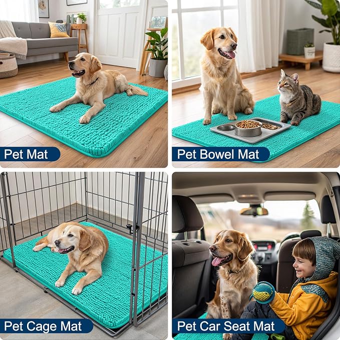 Smiry Dog Door Mat for Muddy Paws 70x32, Absorbent Dirt Trapper, Non-Slip - Image 6