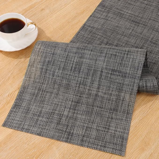 SHACOS Woven Vinyl Table Runners 12 x 54 inch Wipeable PVC Weave Table Runner by SHACOS
