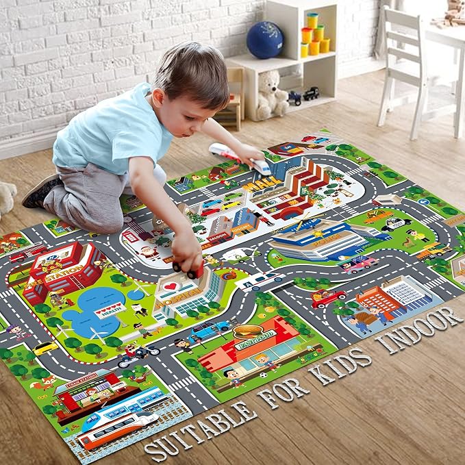 Oriate Kids Toy Dream Mat Racetrack Activity Playmat, Ideal Fun Carpet Racing - Image 4
