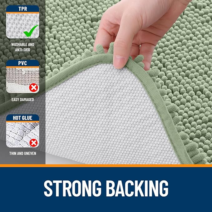 OLANLY Bathroom Rugs 36x24, Extra Soft Absorbent Chenille Bath Rugs, Rubber - Image 6