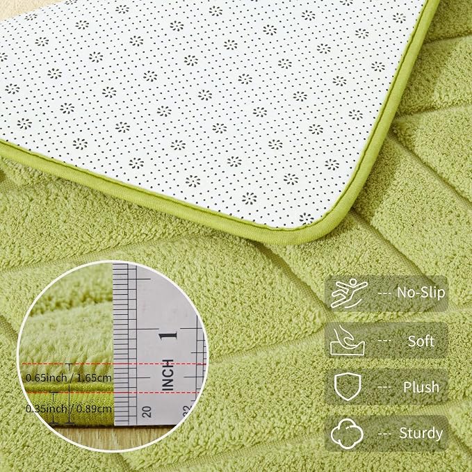 4x6 Green Washable Area Rug for Bedroom, Modern Geometric Shag Non-Slip Living - Image 4