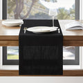 Linen Textured Border Table Runner, 14 x 48 Inch Black | Mitered Corner Design by ZEEMARTONLINE