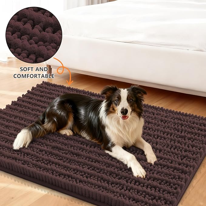 Smiry Dog Door Mat for Muddy Paws 32x21, Absorbent Dirt Trapper, Non-Slip - Image 2