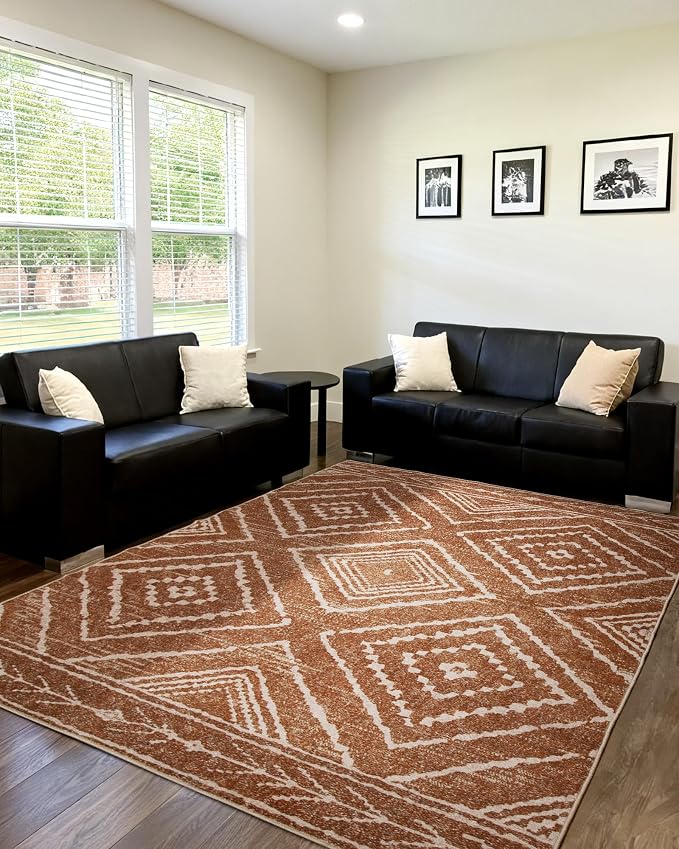 BESTSWEETIE Area Rug 7x9Rug Machine Washable Non-Slip Low Pile Print Pattern by BESTSWEETIE