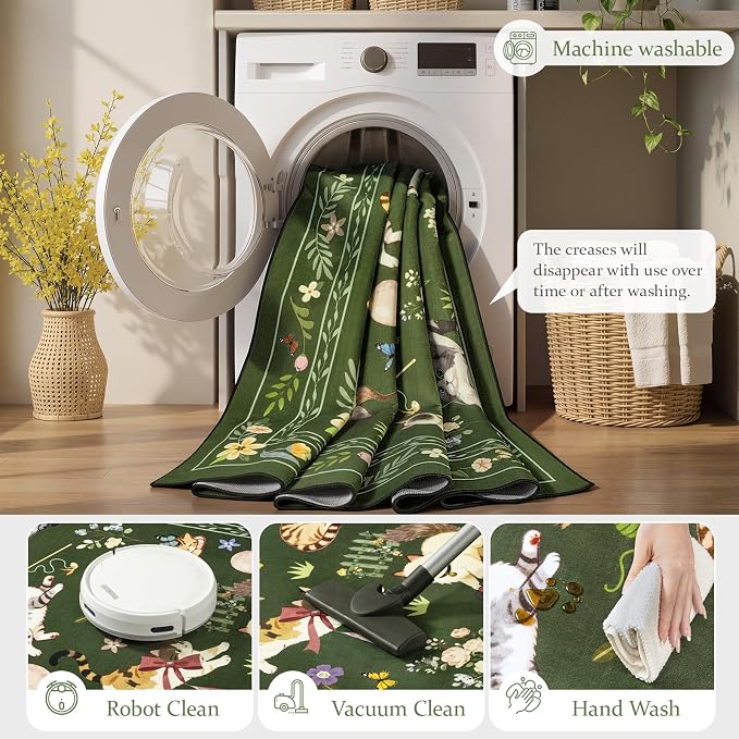 Unirea 4x6 Dark Green Cat Area Rug - Image 5