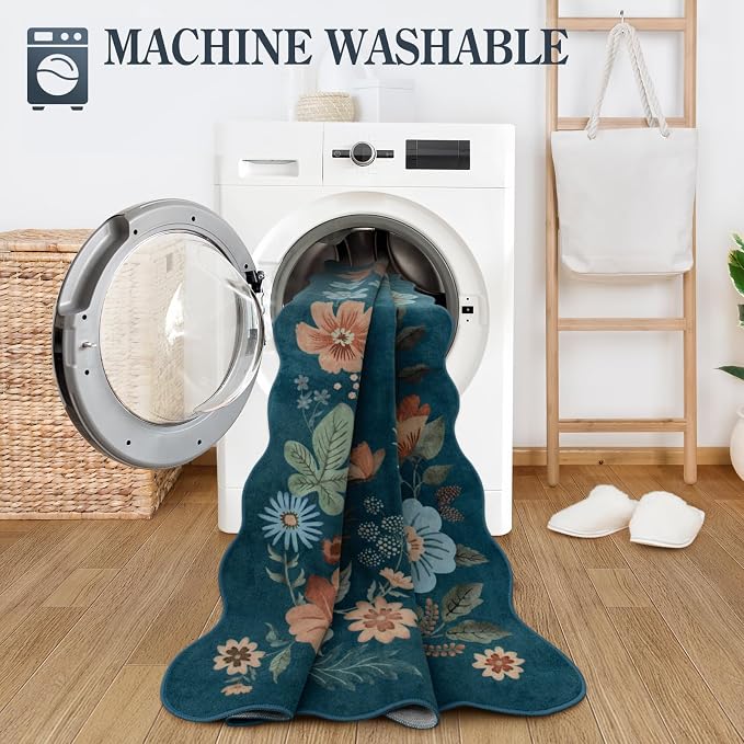 Lahome Floral Washable Runner Rug, Boho Ultra-Thin Kitchen Runners - Image 4